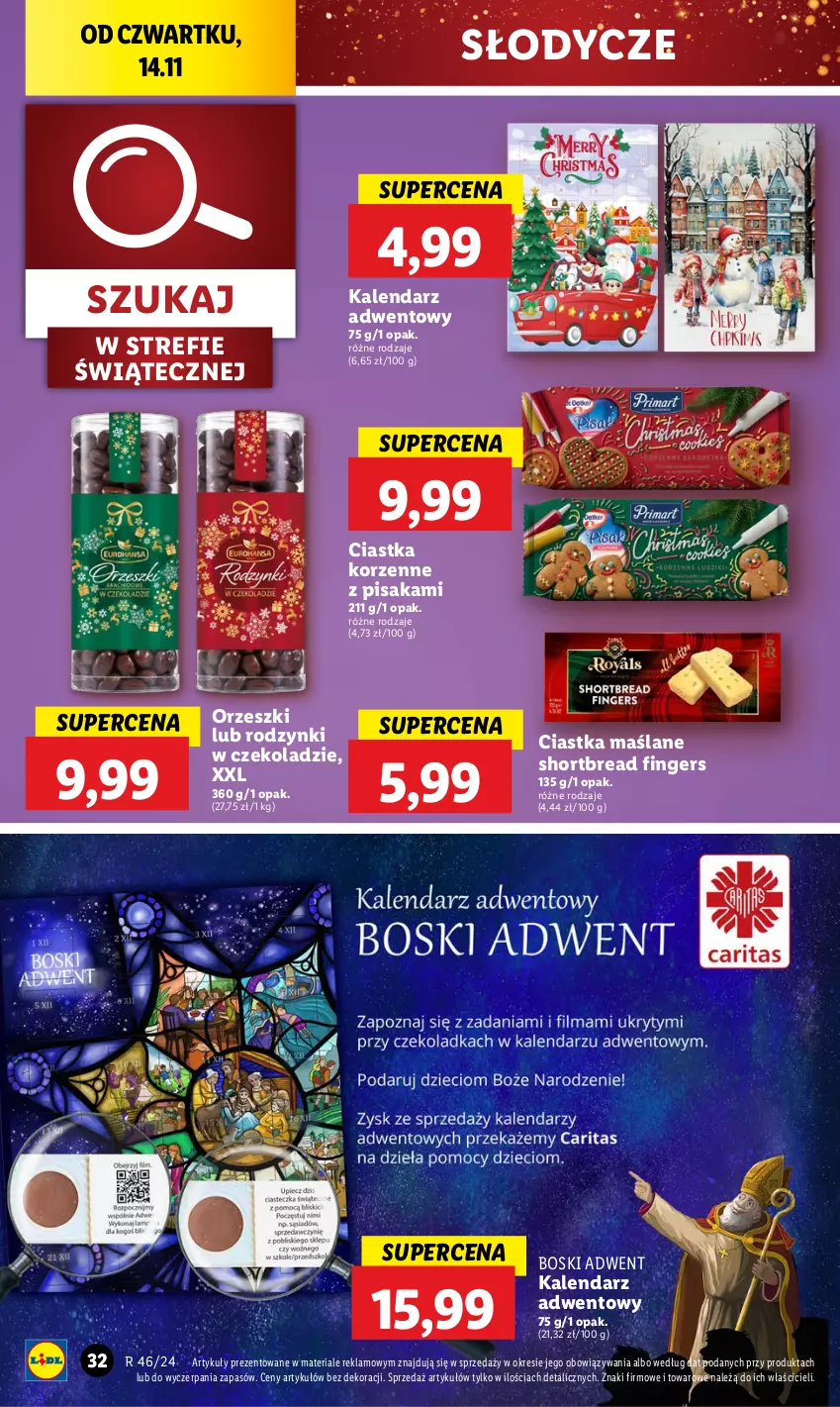 Gazetka promocyjna Lidl - GAZETKA - ważna 14.11 do 16.11.2024 - strona 34 - produkty: Ciastka, Kalendarz, Kalendarz adwentowy, Orzeszki, Rodzynki