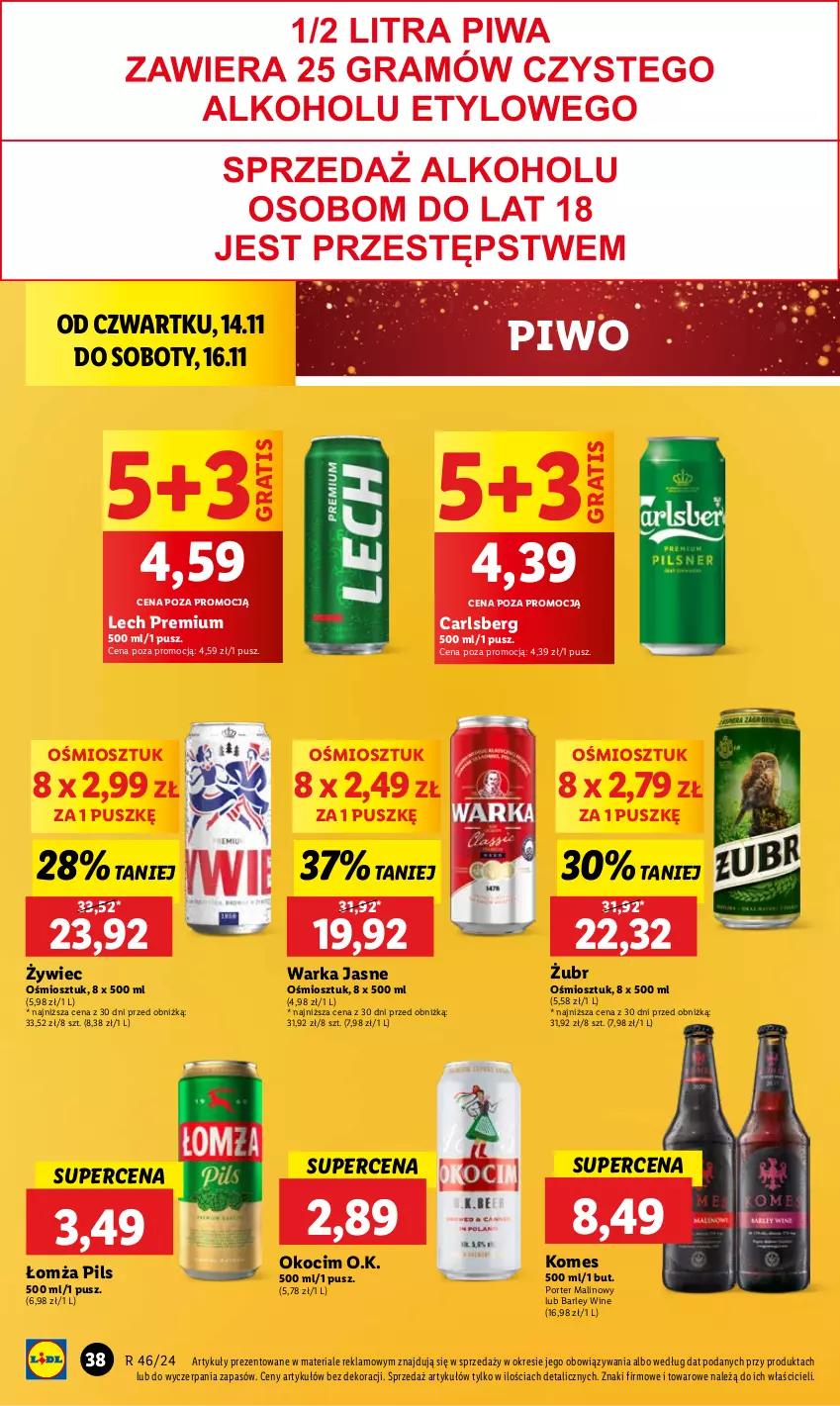 Gazetka promocyjna Lidl - GAZETKA - ważna 14.11 do 16.11.2024 - strona 40 - produkty: Carlsberg, Gra, Koc, Lech Premium, Okocim, Piwo, Por, Warka