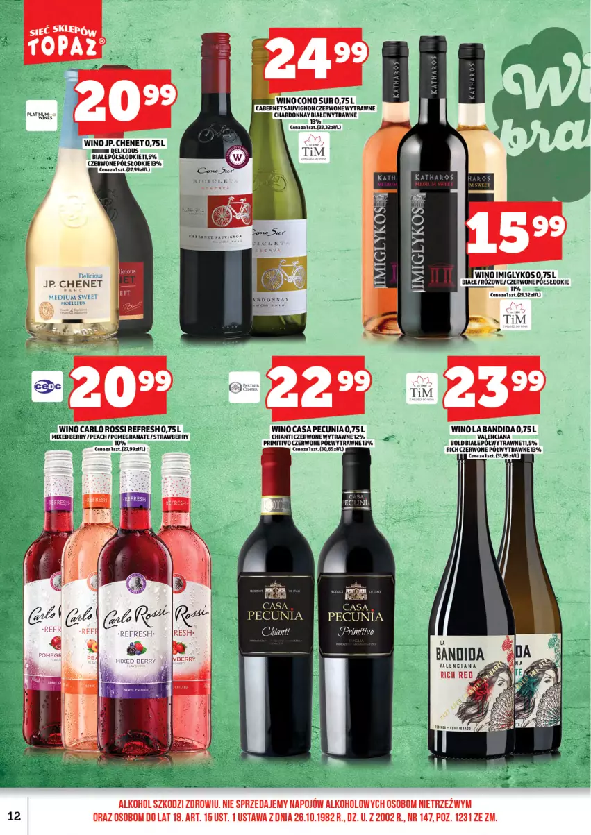 Gazetka promocyjna Topaz - Gazetka - ważna 01.02 do 15.02.2026 - strona 14 - produkty: Bandi, Cabernet Sauvignon, Chardonnay, Chia, Chianti, Gra, Granat, Ser, Top, Wino