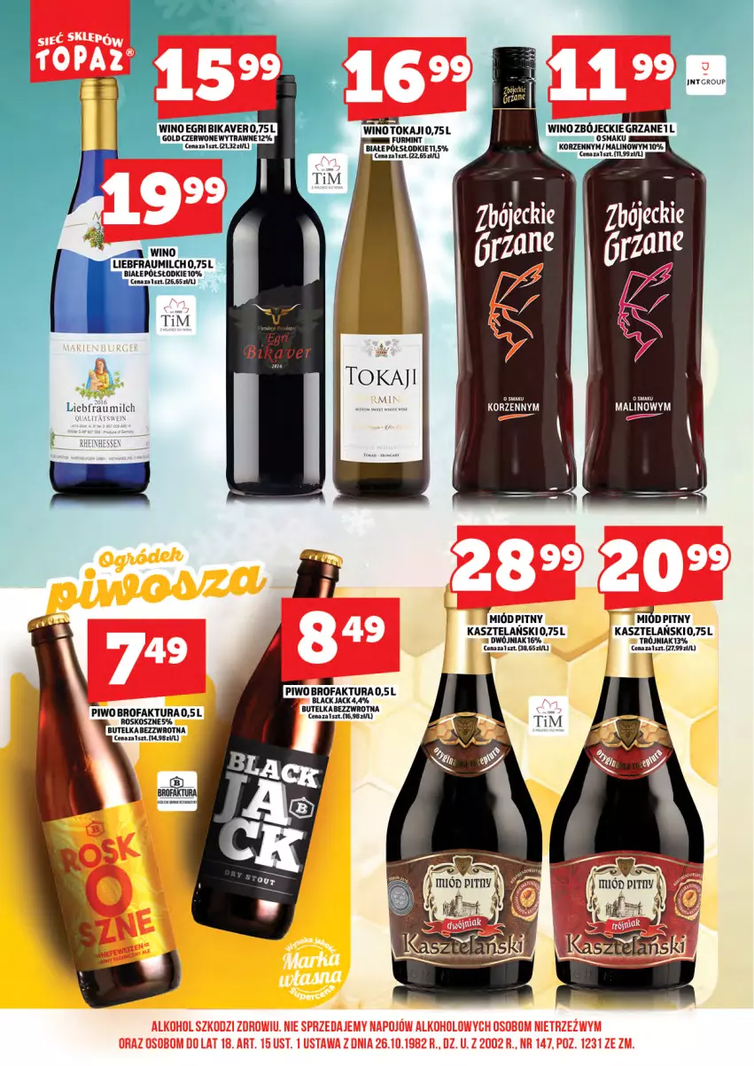 Gazetka promocyjna Topaz - Gazetka - ważna 01.02 do 15.02.2026 - strona 18 - produkty: Fa, Miód, Miód pitny, Piwo, Tokaji, Wino