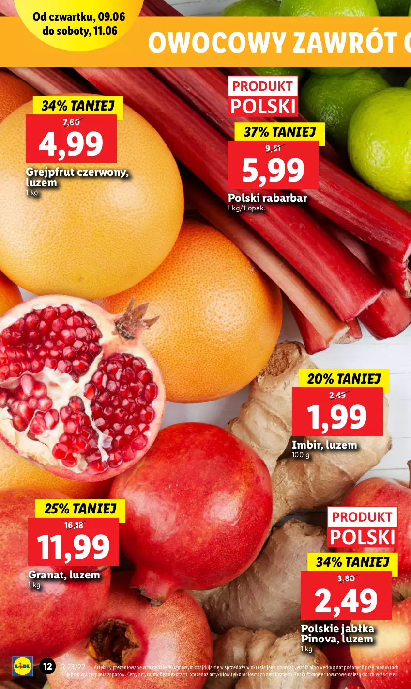 Gazetka promocyjna Lidl - GAZETKA - ważna 09.06 do 11.06.2022 - strona 12 - produkty: Gra, Granat, Grejpfrut, Imbir, Jabłka