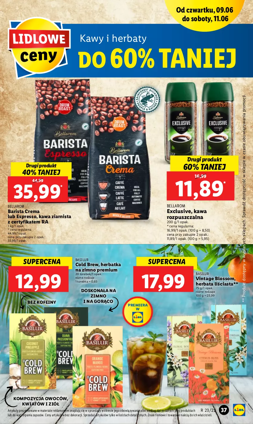 Gazetka promocyjna Lidl - GAZETKA - ważna 09.06 do 11.06.2022 - strona 37 - produkty: Bell, Bella, Herbata, Kawa, Kawa rozpuszczalna, Kawa ziarnista, Torebka