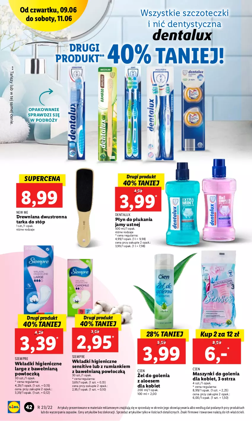 Gazetka promocyjna Lidl - GAZETKA - ważna 09.06 do 11.06.2022 - strona 42 - produkty: Nić dentystyczna, Płyn do płukania, Płyn do płukania jamy ustnej, Rum, Tarka, Tarka do stóp, Wkładki