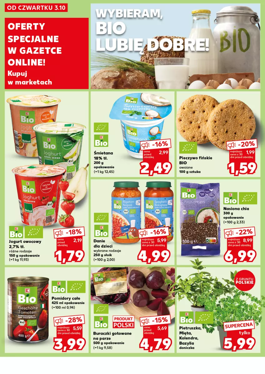 Gazetka promocyjna Kaufland - Kaufland - ważna 14.10 do 16.10.2024 - strona 30 - produkty: Bazyl, Bazylia, Buraczki, Chia, Dzieci, Jogurt, Jogurt owocowy, Kolendra, Mięta, Piec, Pieczywo, Pietruszka, Pomidory, Spaghetti