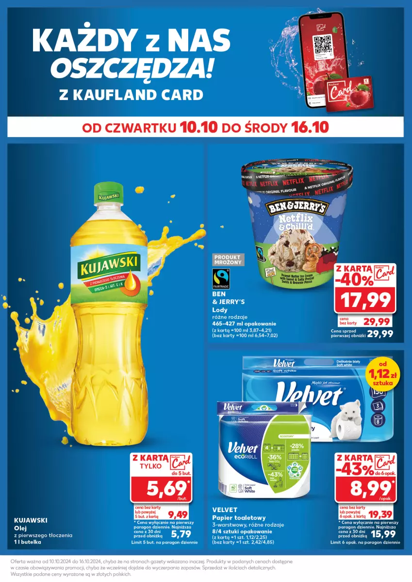 Gazetka promocyjna Kaufland - Kaufland - ważna 14.10 do 16.10.2024 - strona 37 - produkty: Kujawski, Lody, Olej, Papier, Papier toaletowy, Wiko