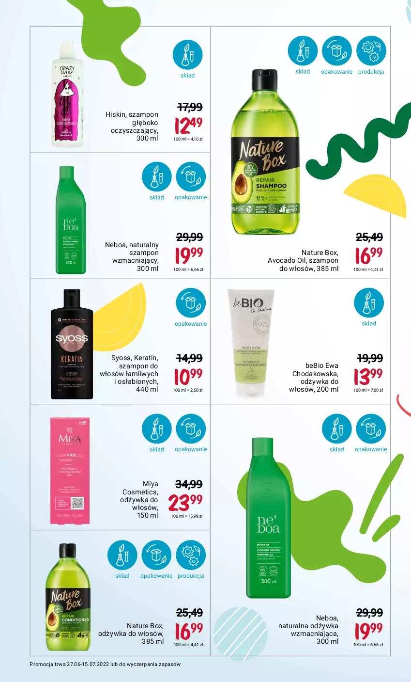 Gazetka promocyjna Rossmann - ważna 27.06 do 15.07.2022 - strona 8 - produkty: Avocado, Miya Cosmetics, Nature Box, Odżywka, Syoss, Szampon