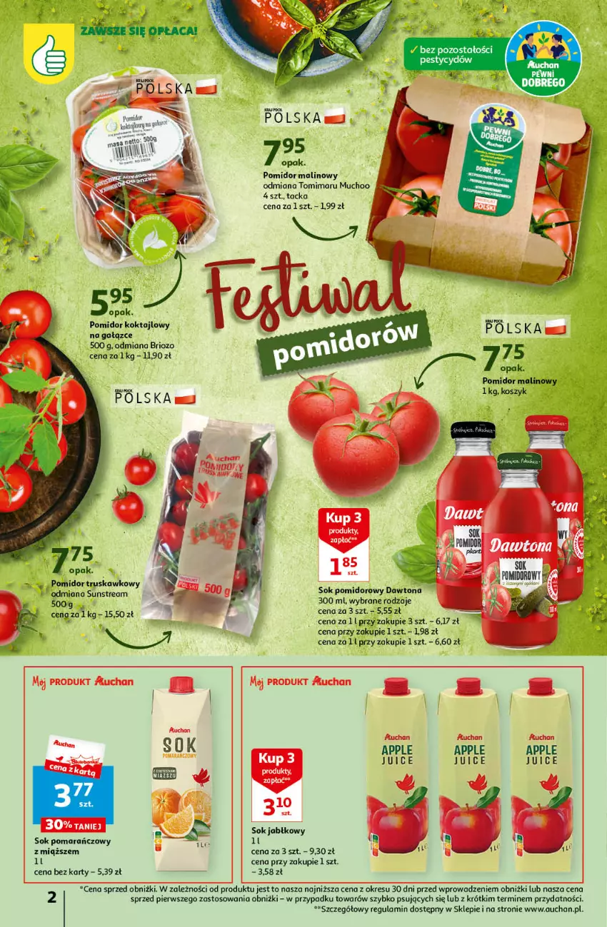 Gazetka promocyjna Auchan - Gazetka Oferta tygodnia Supermarket Auchan - ważna 15.06 do 21.06.2023 - strona 2 - produkty: Dawtona, O nas, Pomidor malinowy