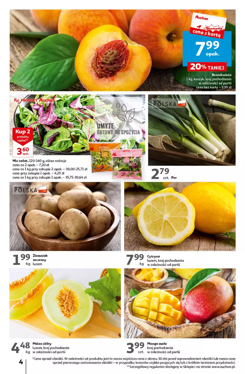 Gazetka promocyjna Auchan - Gazetka Oferta tygodnia Supermarket Auchan - ważna 15.06 do 21.06.2023 - strona 4 - produkty: Kosz, Mango, Melon, O nas, Sałat