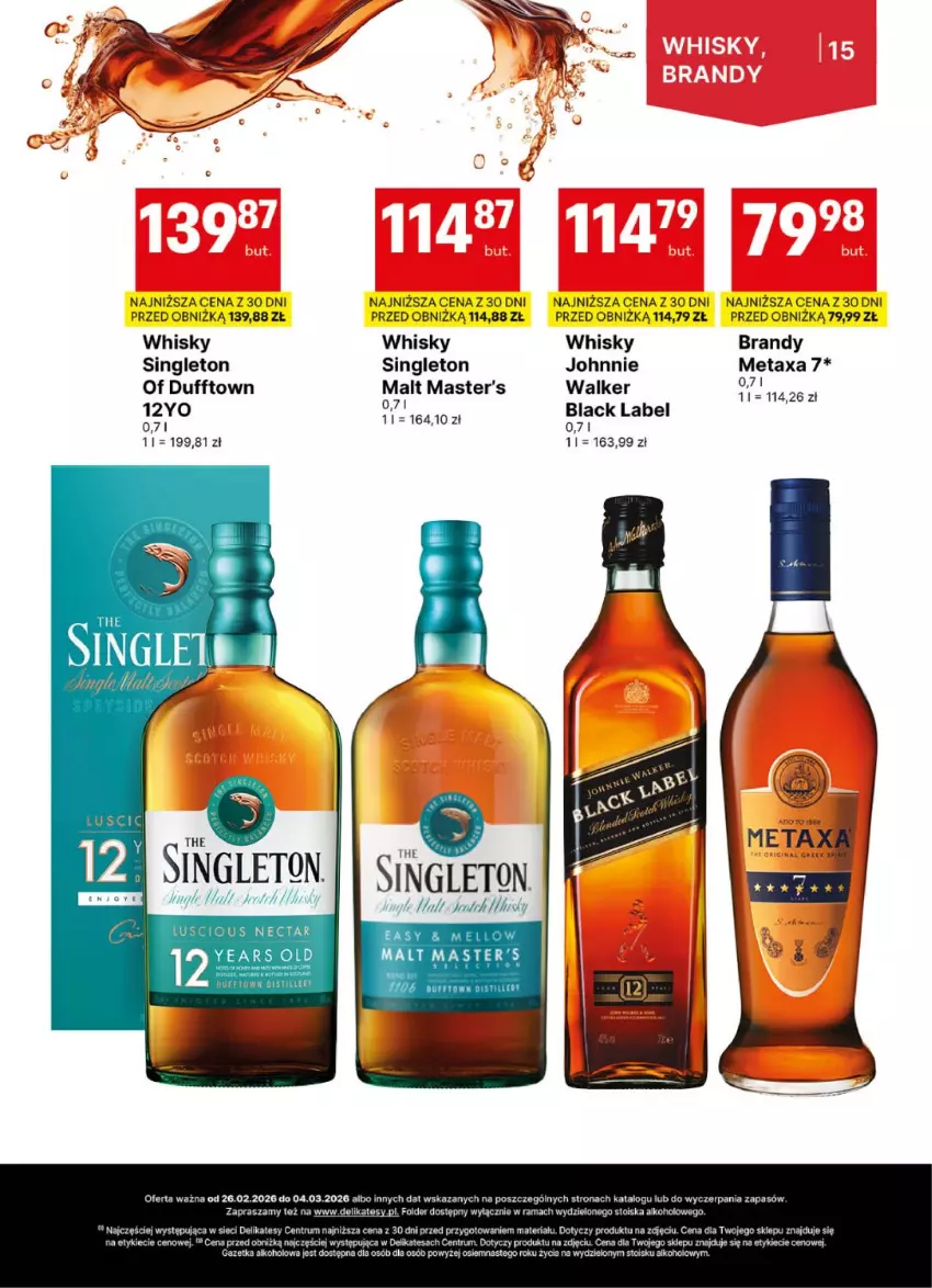 Gazetka promocyjna Delikatesy Centrum - Delibarek DC09 - ważna 26.02 do 04.03.2026 - strona 15 - produkty: Brandy, Lack, Metaxa, Rama, Rum, Whisky