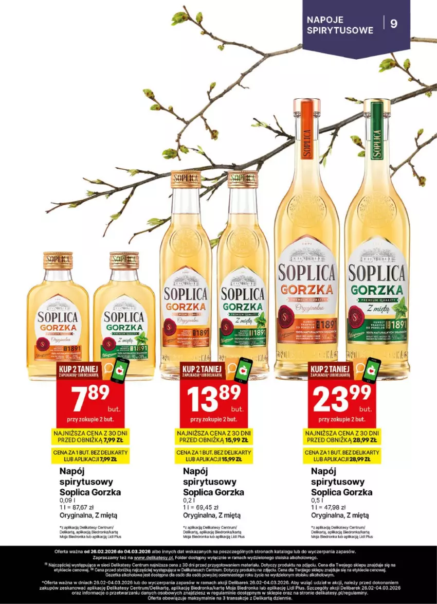 Gazetka promocyjna Delikatesy Centrum - Delibarek DC09 - ważna 26.02 do 04.03.2026 - strona 9 - produkty: Gin, Napój, Napoje, Orka, Por, Rama, Rum, Soplica, Tran