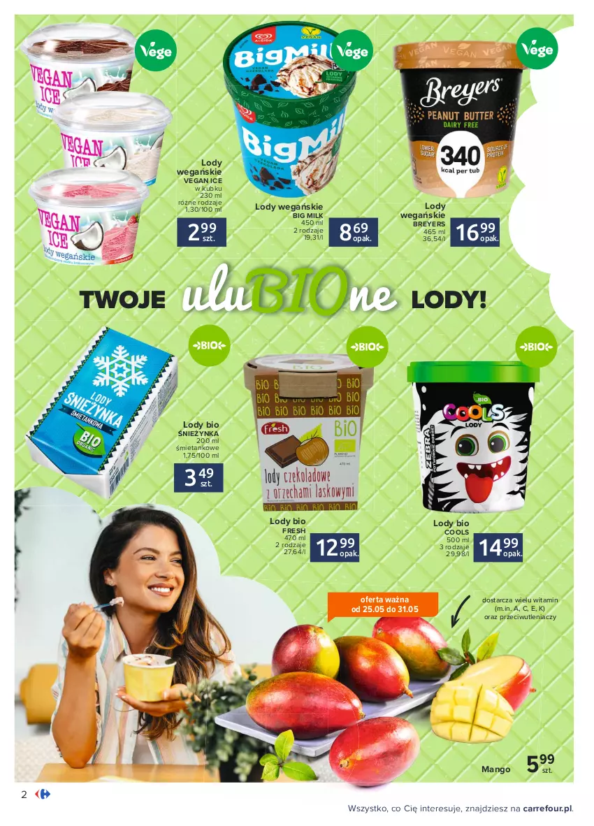 Gazetka promocyjna Carrefour - Gazetka Wielki wybór lodów - ważna 24.05 do 30.06.2021 - strona 2 - produkty: Big Milk, Lody, Mango