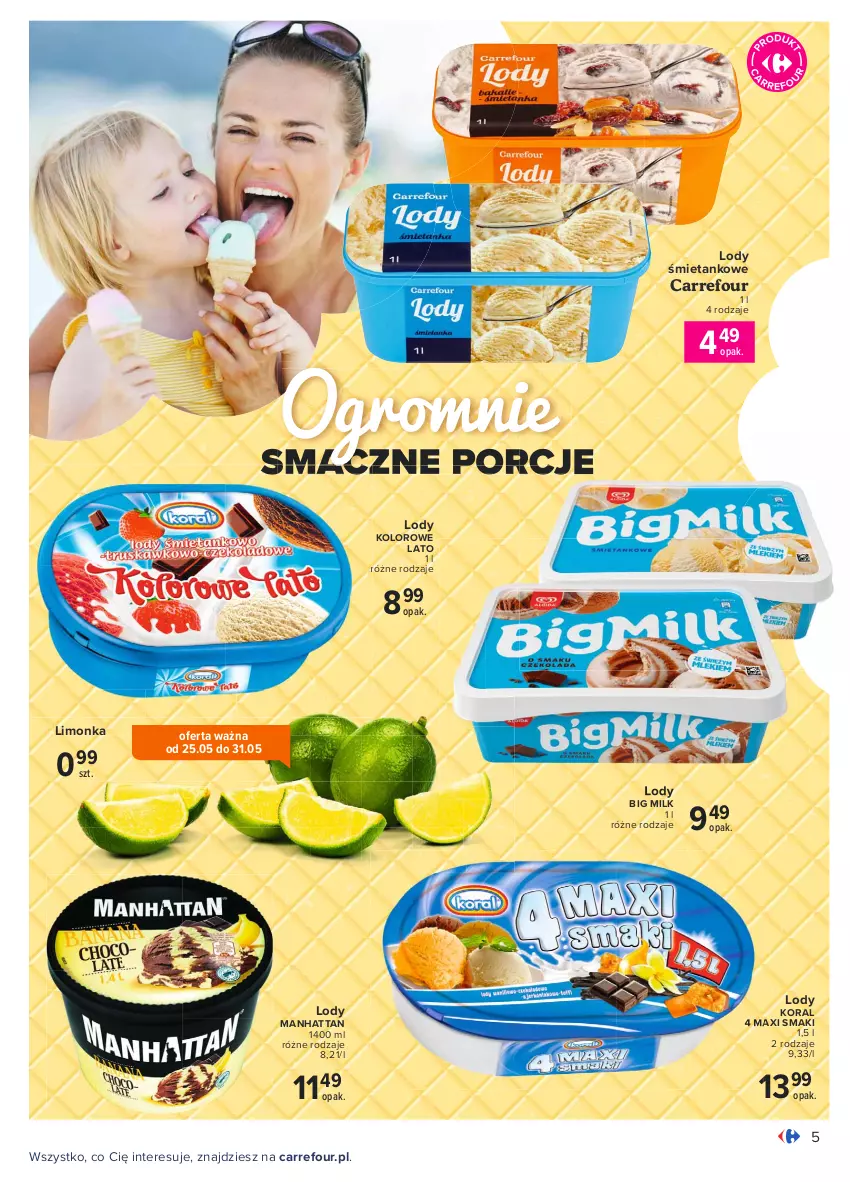 Gazetka promocyjna Carrefour - Gazetka Wielki wybór lodów - ważna 24.05 do 30.06.2021 - strona 5 - produkty: Big Milk, Limonka, Lody, Por