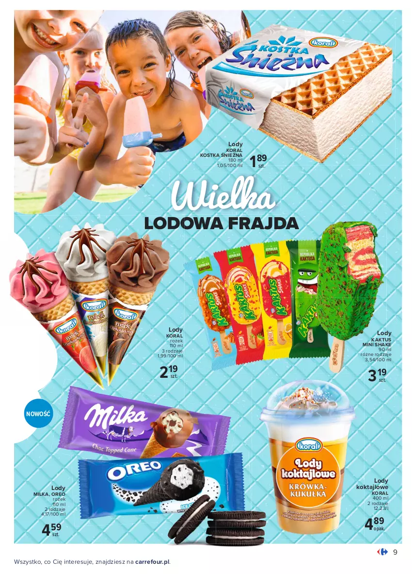 Gazetka promocyjna Carrefour - Gazetka Wielki wybór lodów - ważna 24.05 do 30.06.2021 - strona 9 - produkty: Kaktus, Lody, Milka, Oreo