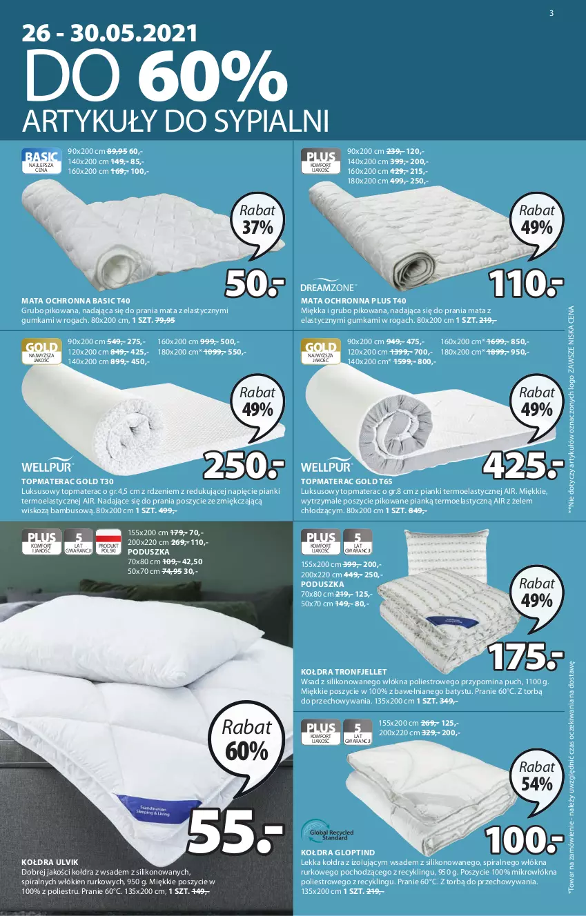 Gazetka promocyjna Jysk - Oferta tygodnia - ważna 26.05 do 08.06.2021 - strona 4 - produkty: Kołdra, Mata ochronna, Materac, Poduszka, Tera, Top