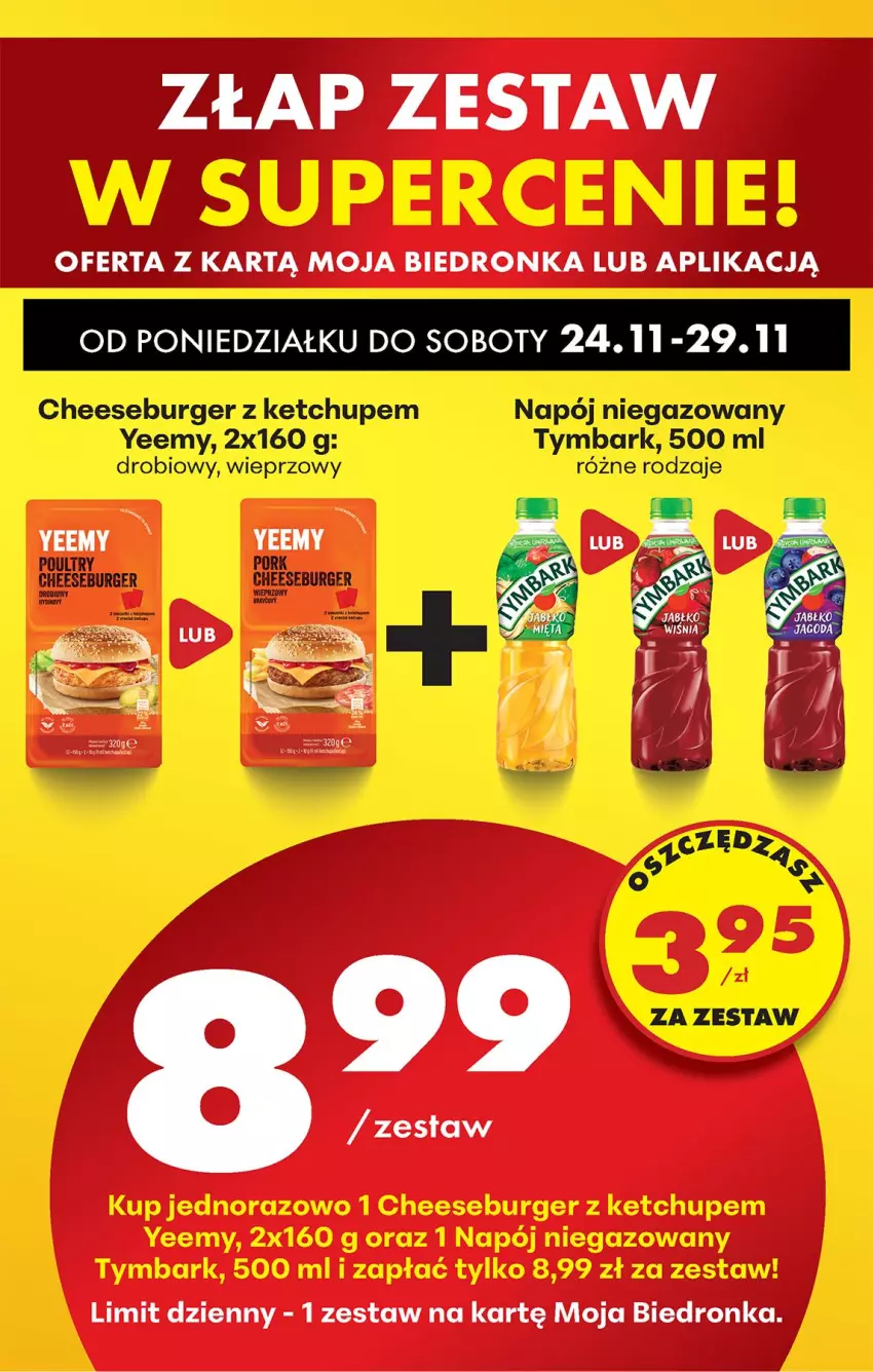 Gazetka promocyjna Biedronka - Od Poniedziałku - ważna 24.11 do 29.11.2025 - strona 25 - produkty: Burger, Ketchup, Napój, Napój niegazowany, Por, Tymbark