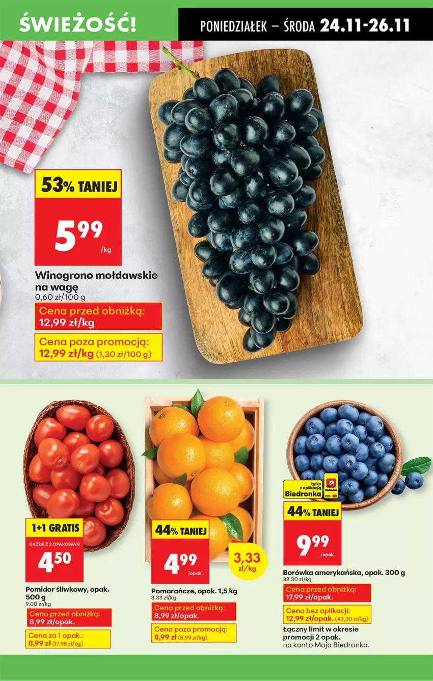 Gazetka promocyjna Biedronka - Od Poniedziałku - ważna 24.11 do 29.11.2025 - strona 29 - produkty: Borówka, Borówka amerykańska, Gra, Pomarańcze, Wino