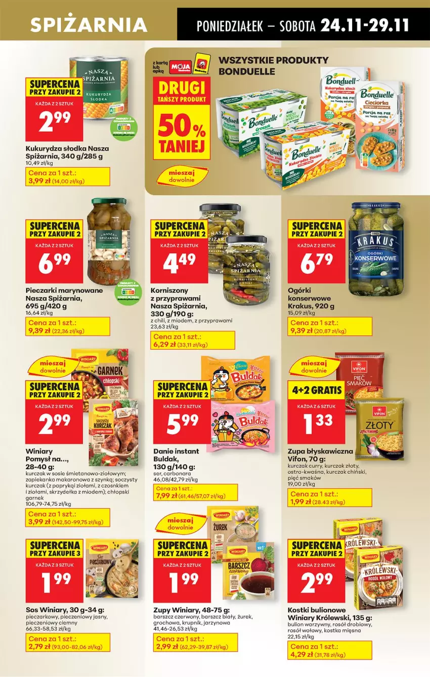 Gazetka promocyjna Biedronka - Od Poniedziałku - ważna 24.11 do 29.11.2025 - strona 57 - produkty: Bonduelle, Bulion, Garnek, Groch, Korniszony, Krakus, Królewski, Krupnik, Kukurydza, Kurczak, Lion, Makaron, Piec, Rosół, Rosół drobiowy, Rosół wołowy, Ser, Sos, Winiary, Zapiekanka, Zupa