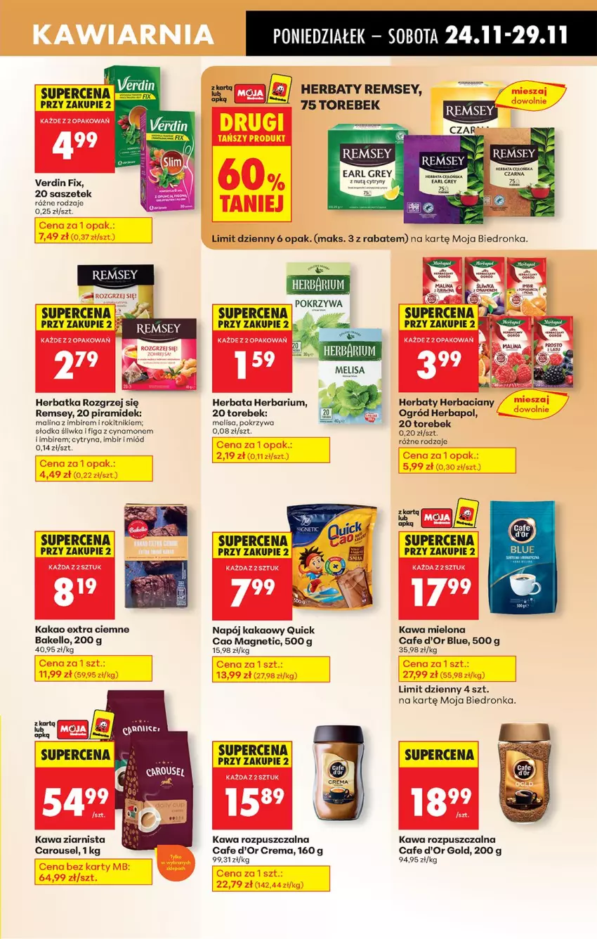 Gazetka promocyjna Biedronka - Od Poniedziałku - ważna 24.11 do 29.11.2025 - strona 67 - produkty: Earl Grey, Herbapol, Herbata, Imbir, Kakao, Kawa, Kawa mielona, Kawa rozpuszczalna, Kawa ziarnista, Miód, Napój, Ogród
