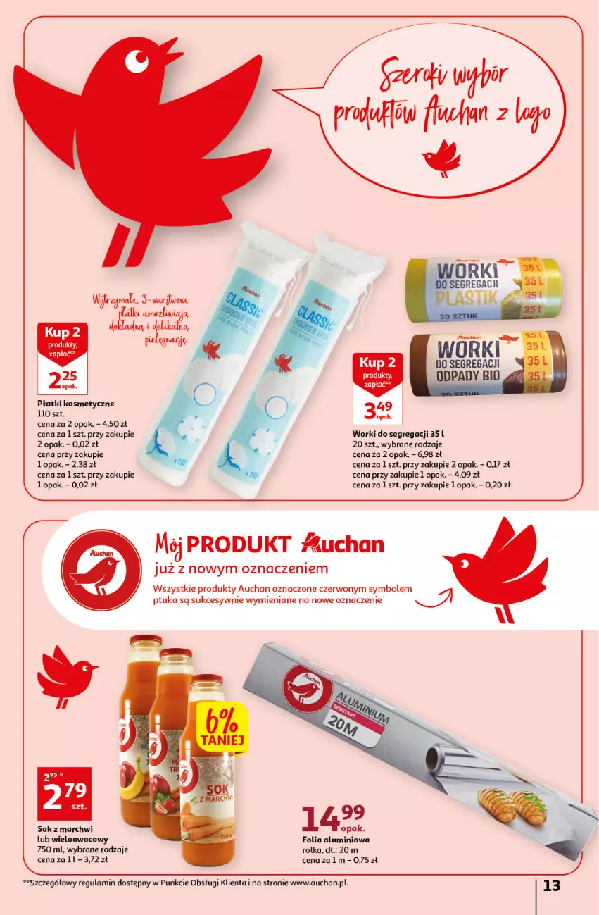 Gazetka promocyjna Auchan - Gazetka Rewelacyjne Marki Auchan Hipermarket Auchan - ważna 26.01 do 01.02.2023 - strona 13 - produkty: Folia aluminiowa, Gra, Płatki kosmetyczne, Sok