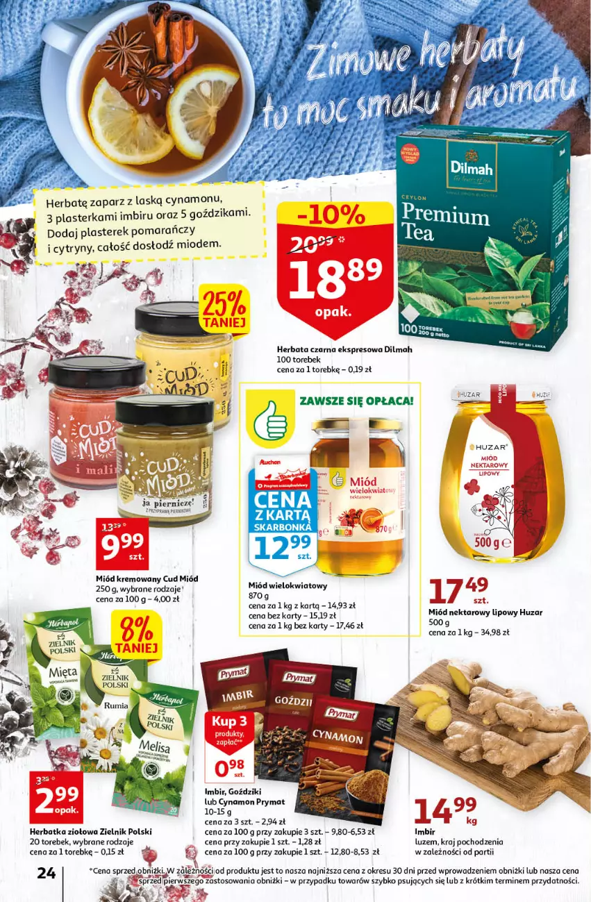 Gazetka promocyjna Auchan - Gazetka Rewelacyjne Marki Auchan Hipermarket Auchan - ważna 26.01 do 01.02.2023 - strona 24 - produkty: Cytryny, Dilmah, Herbata, Herbata czarna, Imbir, Miód, O nas, Prymat, Rum