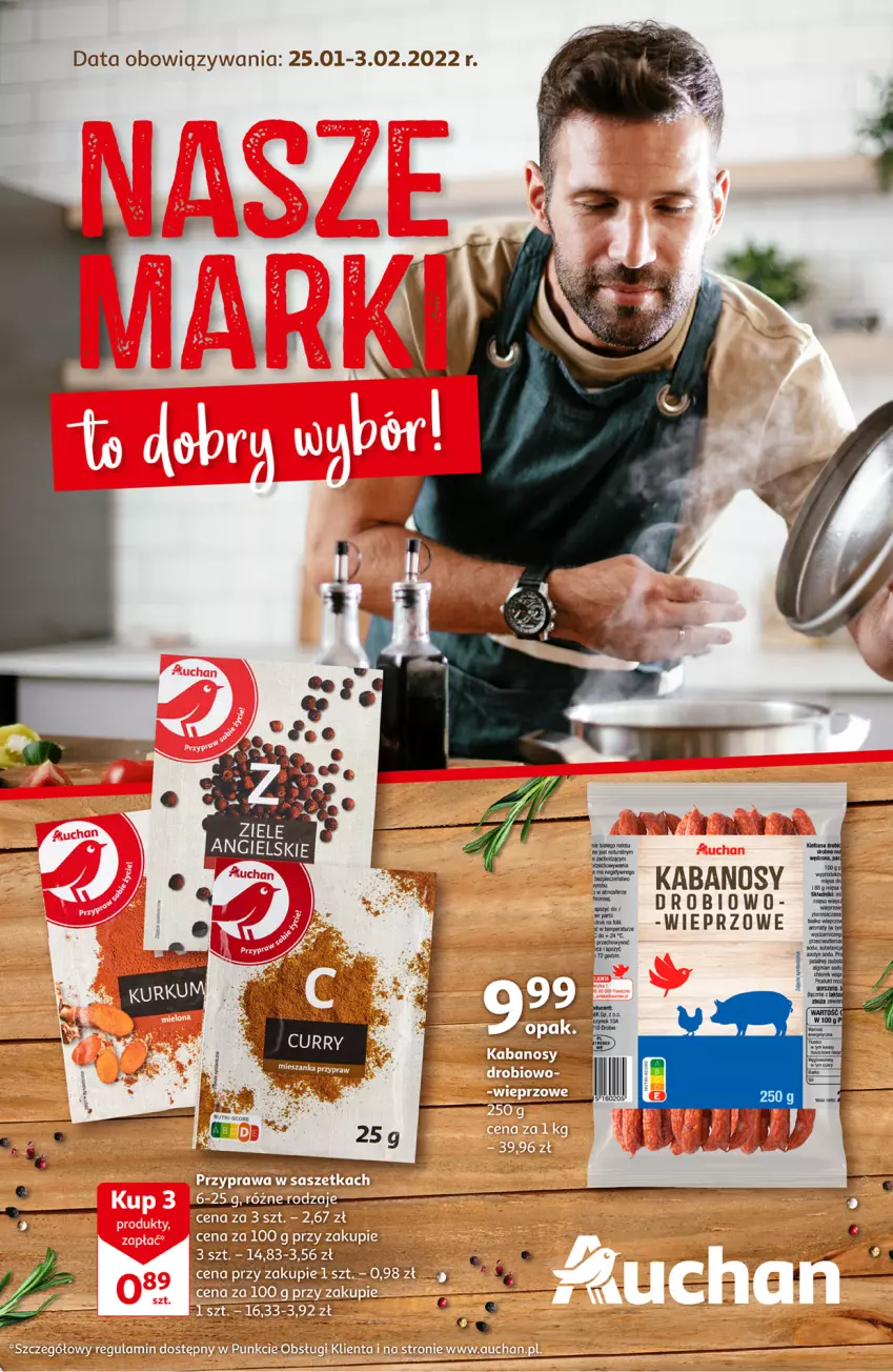 Gazetka promocyjna Auchan - Nasze Marki to dobry wybór Hipermarkety - ważna 25.01 do 03.02.2022 - strona 1 - produkty: Kabanos