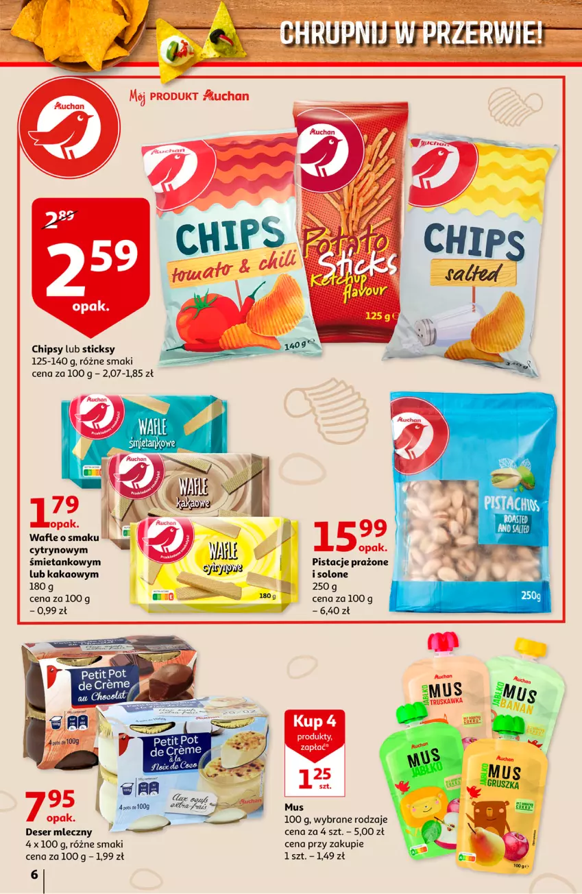 Gazetka promocyjna Auchan - Nasze Marki to dobry wybór Hipermarkety - ważna 25.01 do 03.02.2022 - strona 6 - produkty: Chipsy, Deser, Deser mleczny, Kakao, Mus, Pistacje, Ser