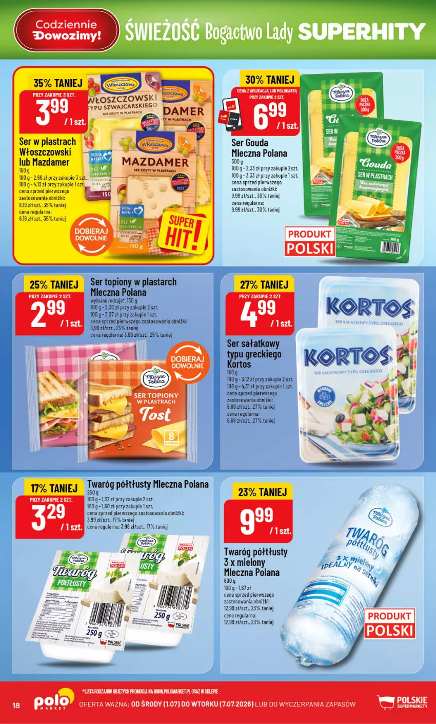 Gazetka promocyjna PoloMarket - Gazetka G27 - ważna 01.07 do 07.07.2026 - strona 18 - produkty: Cars, Gouda, LANA, Mazdamer, Sałat, Ser, Ser topiony, Top, Twaróg, Twaróg półtłusty, Włoszczowski