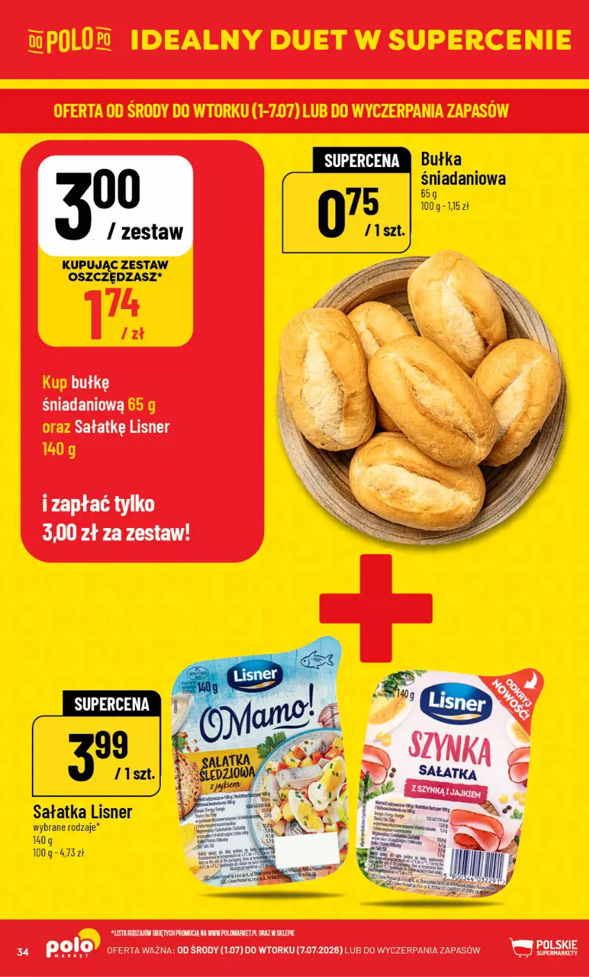 Gazetka promocyjna PoloMarket - Gazetka G27 - ważna 01.07 do 07.07.2026 - strona 34 - produkty: Bułka, Danio, Lisner, Sałat, Sałatka
