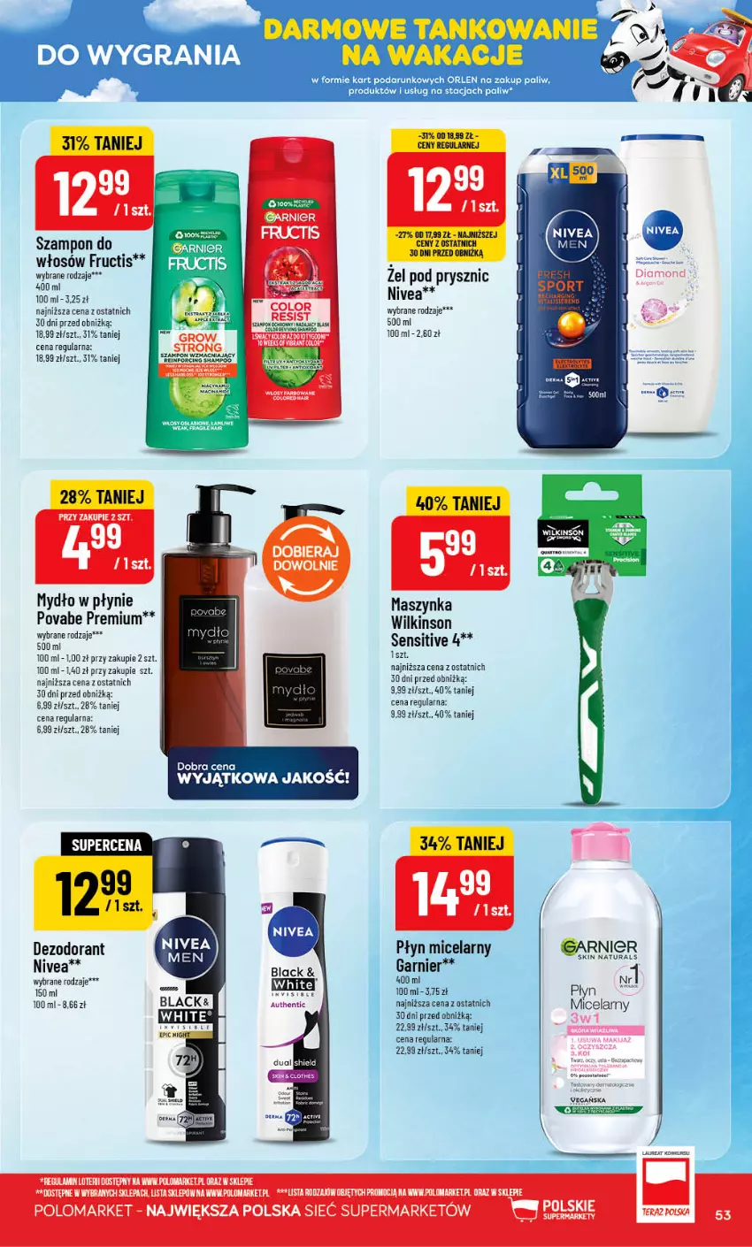 Gazetka promocyjna PoloMarket - Gazetka G27 - ważna 01.07 do 07.07.2026 - strona 53 - produkty: Dezodorant, Fructis, Garnier, Gra, HP, K2, Lack, Maszynka, Mydło, Mydło w płynie, Nivea, Płyn micelarny, Por, Sport, Szampon, Szynka