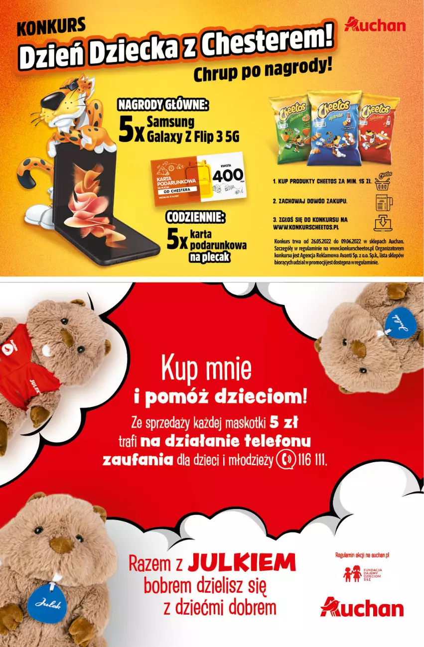 Gazetka promocyjna Auchan - przeNISKIE CENY przeRADOŚĆ dla dzieci Hipermarkety - ważna 26.05 do 01.06.2022 - strona 2 - produkty: Cheetos, Gala, Plecak, Samsung, Tera