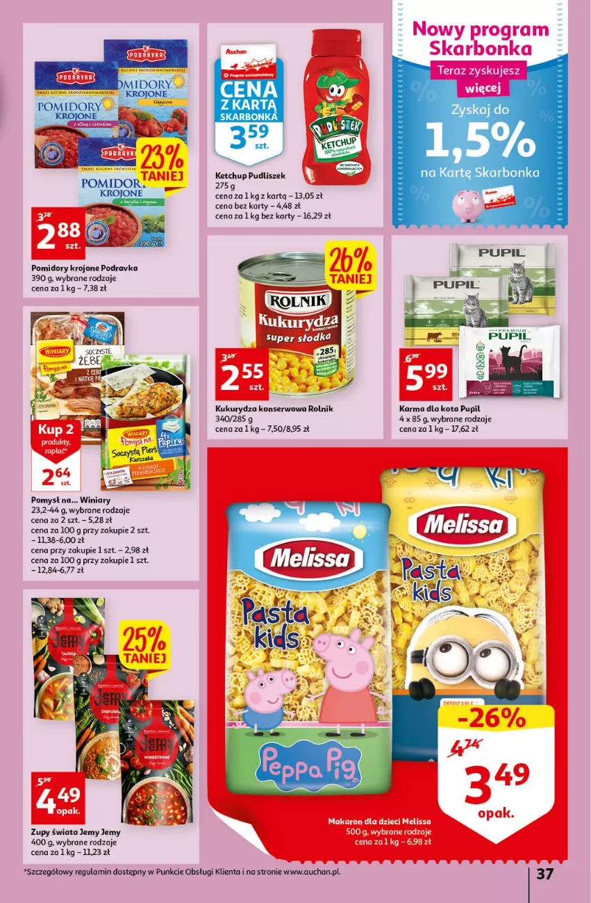 Gazetka promocyjna Auchan - przeNISKIE CENY przeRADOŚĆ dla dzieci Hipermarkety - ważna 26.05 do 01.06.2022 - strona 37 - produkty: Dzieci, Fa, Gra, Kukurydza, Kukurydza konserwowa, Makaron, Podravka, Pomidory, Pomidory krojone, Rolnik, Ser, Tera, Winiary