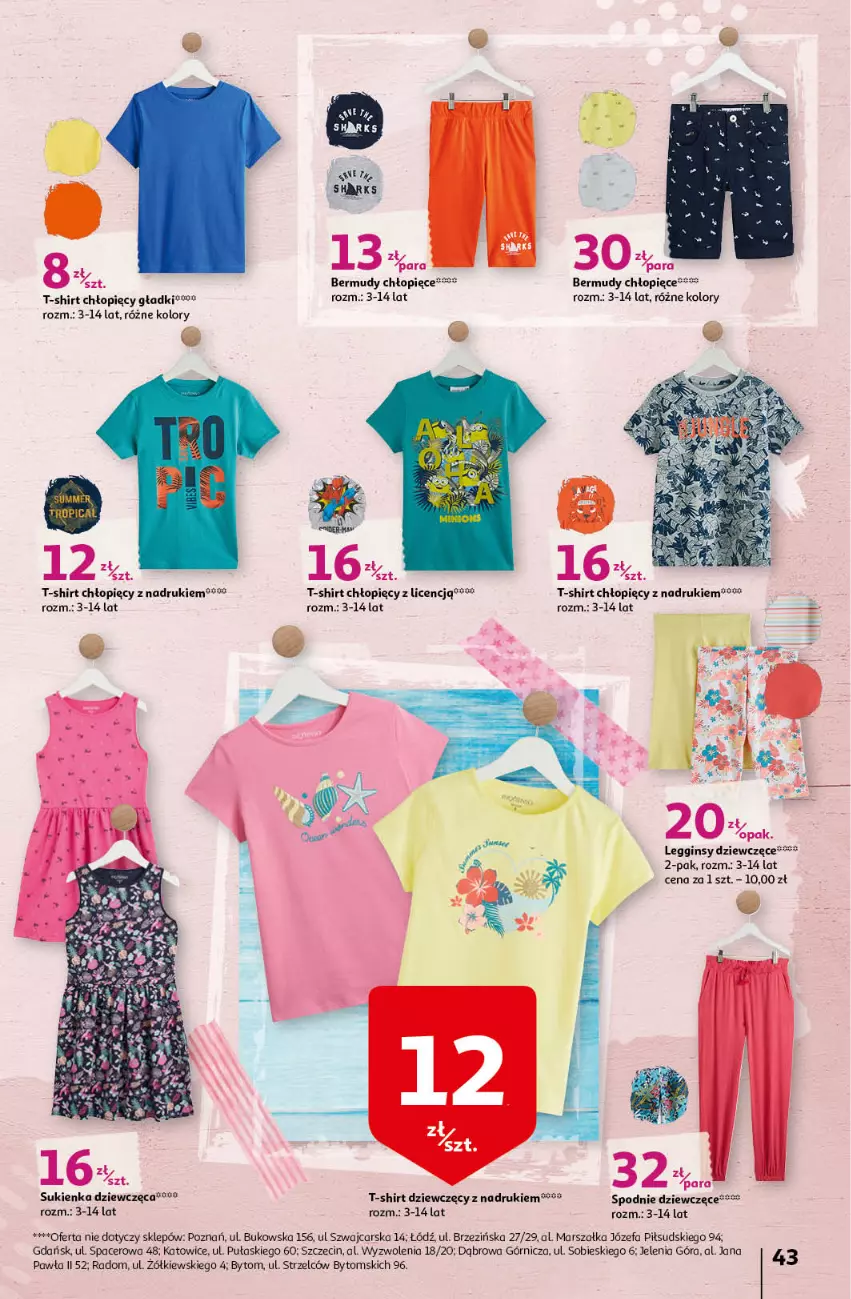 Gazetka promocyjna Auchan - przeNISKIE CENY przeRADOŚĆ dla dzieci Hipermarkety - ważna 26.05 do 01.06.2022 - strona 43 - produkty: Acer, Bermudy, Cars, Fa, Gin, Legginsy, Mars, Spodnie, Sukienka, T-shirt
