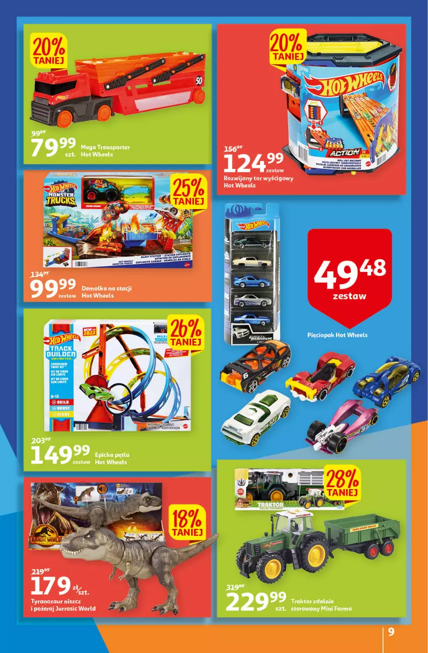Gazetka promocyjna Auchan - przeNISKIE CENY przeRADOŚĆ dla dzieci Hipermarkety - ważna 26.05 do 01.06.2022 - strona 9 - produkty: Fa, Hot Wheels, Tor wyścigowy, Traktor
