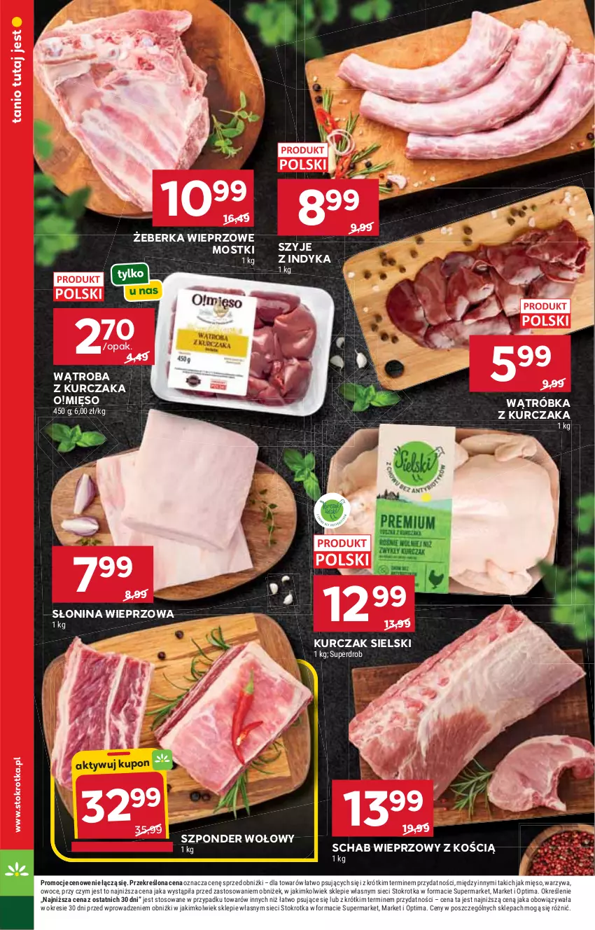 Gazetka promocyjna Stokrotka - Supermarket - ważna 01.10 do 07.10.2026 - strona 14 - produkty: Kurczak, Mięso, Optima, Owoce, Schab wieprzowy, Szponder wołowy, Warzywa