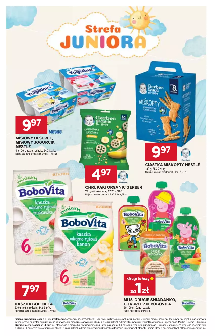 Gazetka promocyjna Stokrotka - Supermarket - ważna 01.10 do 07.10.2026 - strona 44 - produkty: BoboVita, Ciastka, Deser, Gerber, Mięso, Mus, Nestlé, Optima, Owoce, Ser, Serek, Warzywa