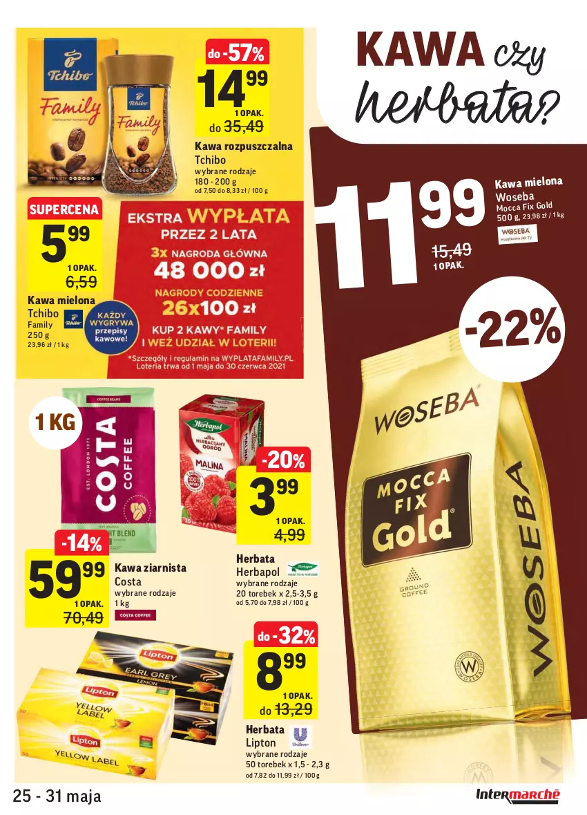 Gazetka promocyjna Intermarche - Dzień Dziecka, Dzień Mamy - ważna 25.05 do 31.05.2021 - strona 29 - produkty: Fa, Herbapol, Herbata, Kawa, Kawa mielona, Kawa rozpuszczalna, Kawa ziarnista, Lipton, Tchibo, Tchibo Family, Woseba