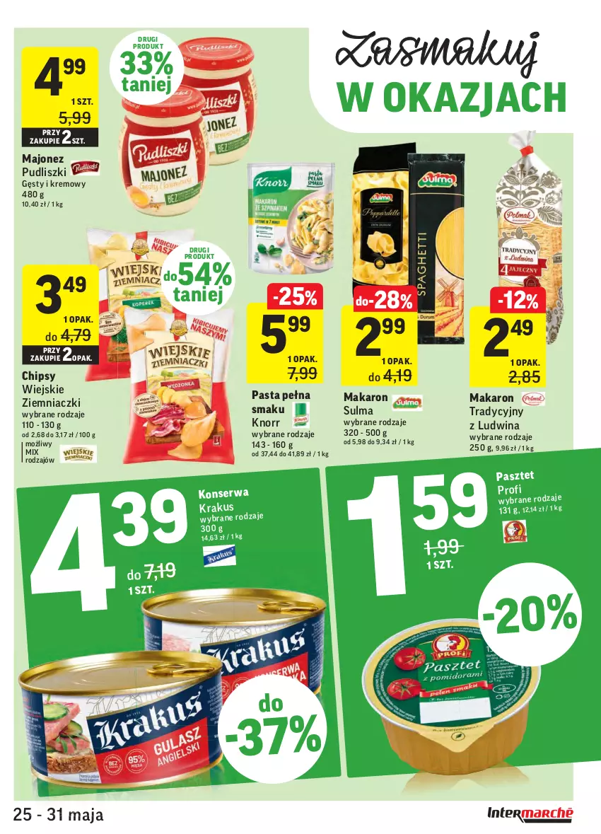 Gazetka promocyjna Intermarche - Dzień Dziecka, Dzień Mamy - ważna 25.05 do 31.05.2021 - strona 31 - produkty: Chipsy, Knorr, Majonez, Makaron, Pasztet, Pudliszki, Ser