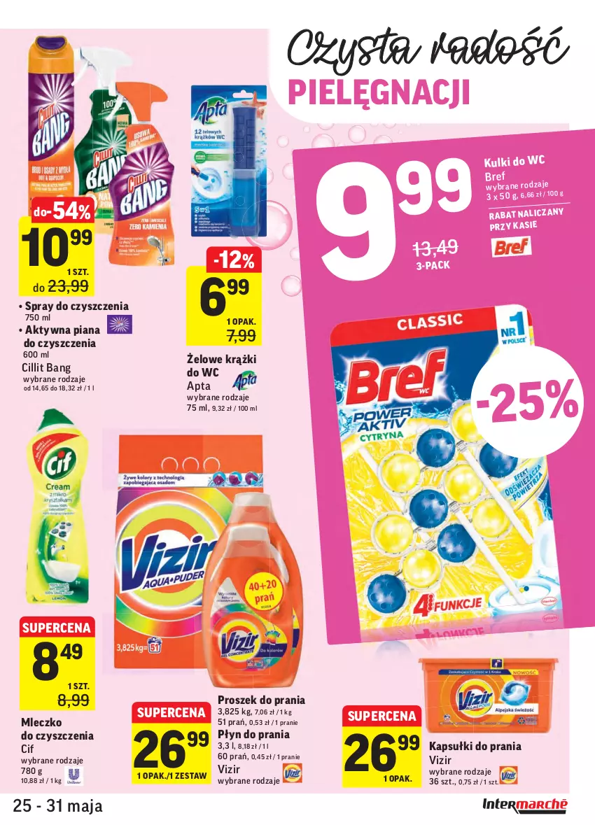 Gazetka promocyjna Intermarche - Dzień Dziecka, Dzień Mamy - ważna 25.05 do 31.05.2021 - strona 35 - produkty: Bref, Cif, Cillit Bang, Kapsułki do prania, Kulki do wc, Mleczko, Płyn do prania, Proszek do prania, Spray do czyszczenia, Vizir