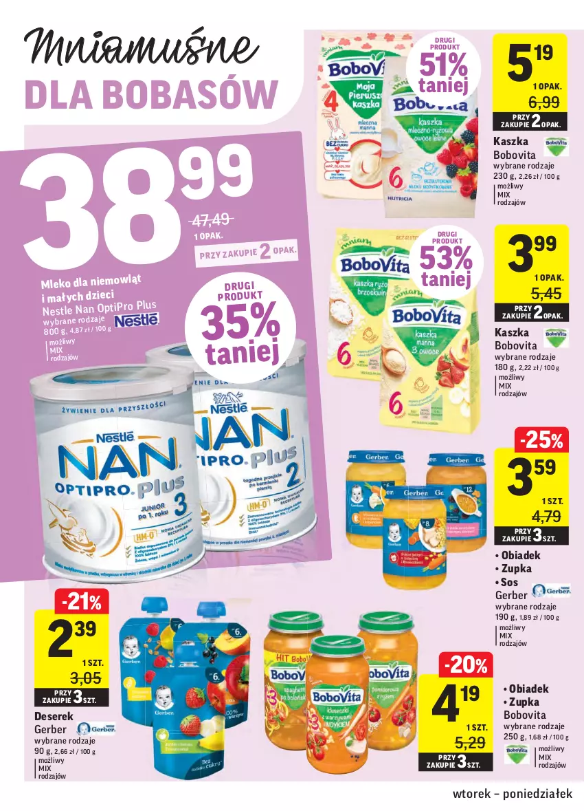 Gazetka promocyjna Intermarche - Dzień Dziecka, Dzień Mamy - ważna 25.05 do 31.05.2021 - strona 36 - produkty: BoboVita, Deser, Dzieci, Gerber, Mleko, NAN Optipro, Ser, Serek, Sos