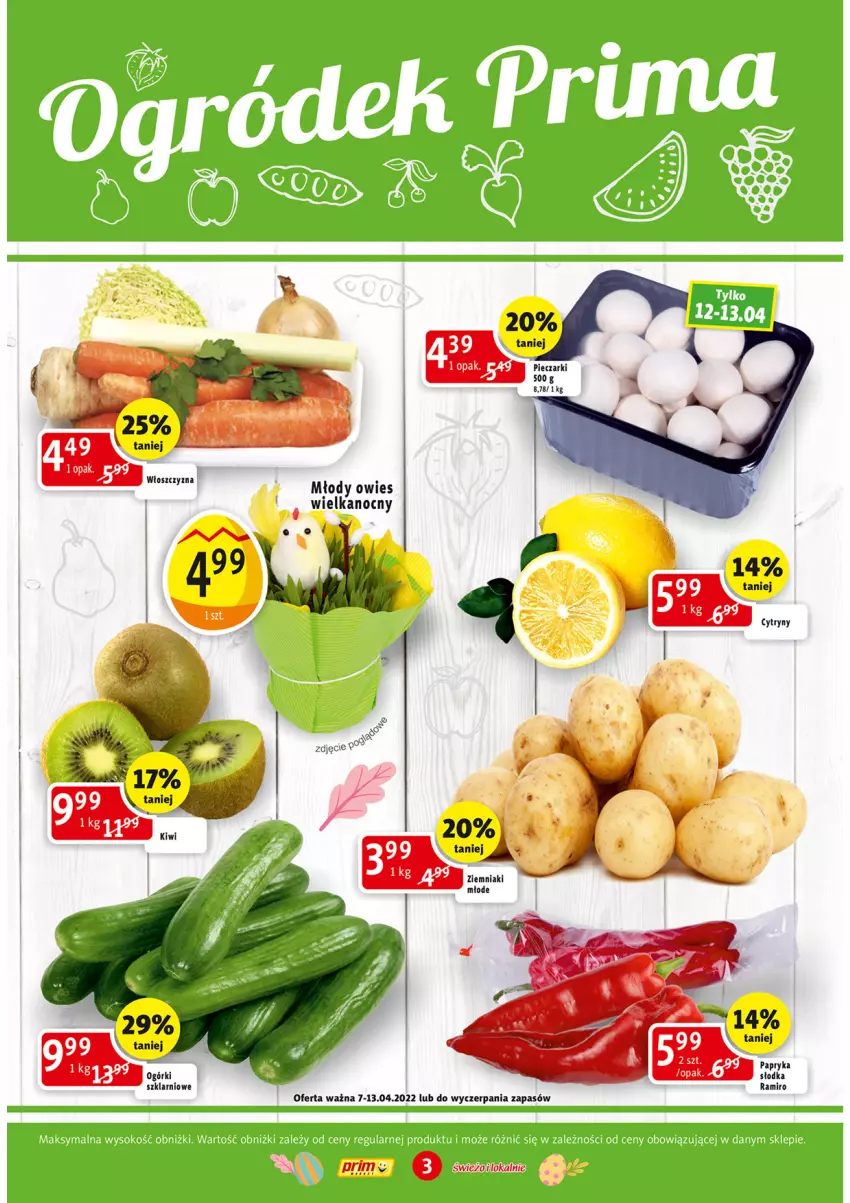 Gazetka promocyjna Prim Market - ważna 07.04 do 13.04.2022 - strona 3 - produkty: Cytryny, Papryka, Papryka słodka, Piec, Ziemniaki