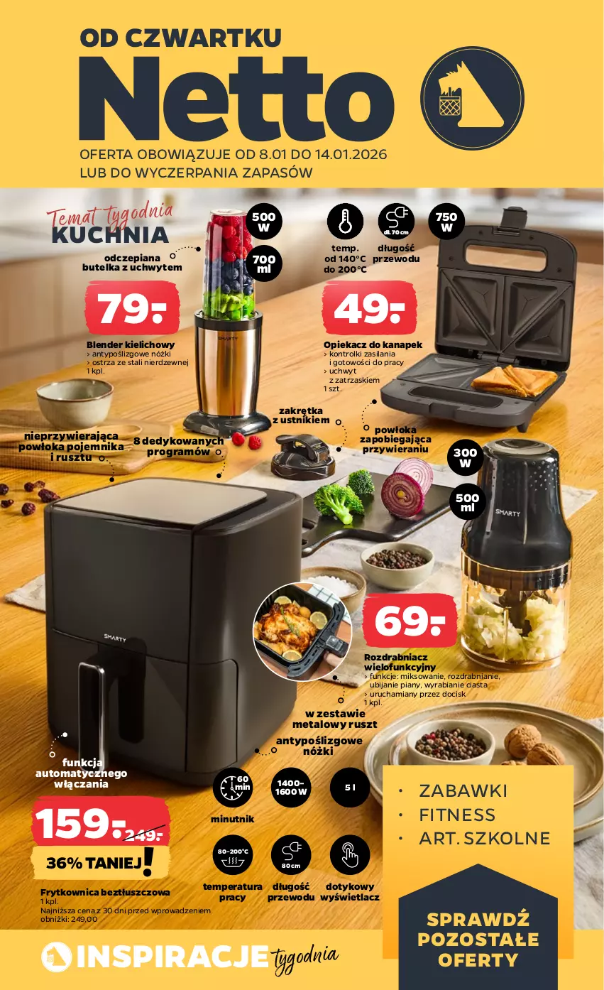 Gazetka promocyjna Netto - Od Czwartku - ważna 08.01 do 14.01.2026 - strona 1 - produkty: Blender, Gra, Kuchnia, Opiekacz do kanapek, Pojemnik, Rolki, Rozdrabniacz, Silan, Ustnik