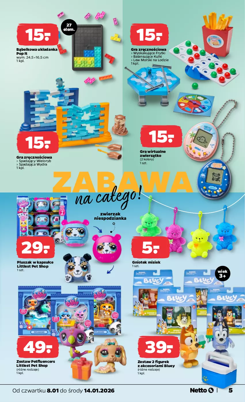 Gazetka promocyjna Netto - Od Czwartku - ważna 08.01 do 14.01.2026 - strona 5 - produkty: Frytki, Gra, Littlest Pet Shop, Pluszak, Układanka