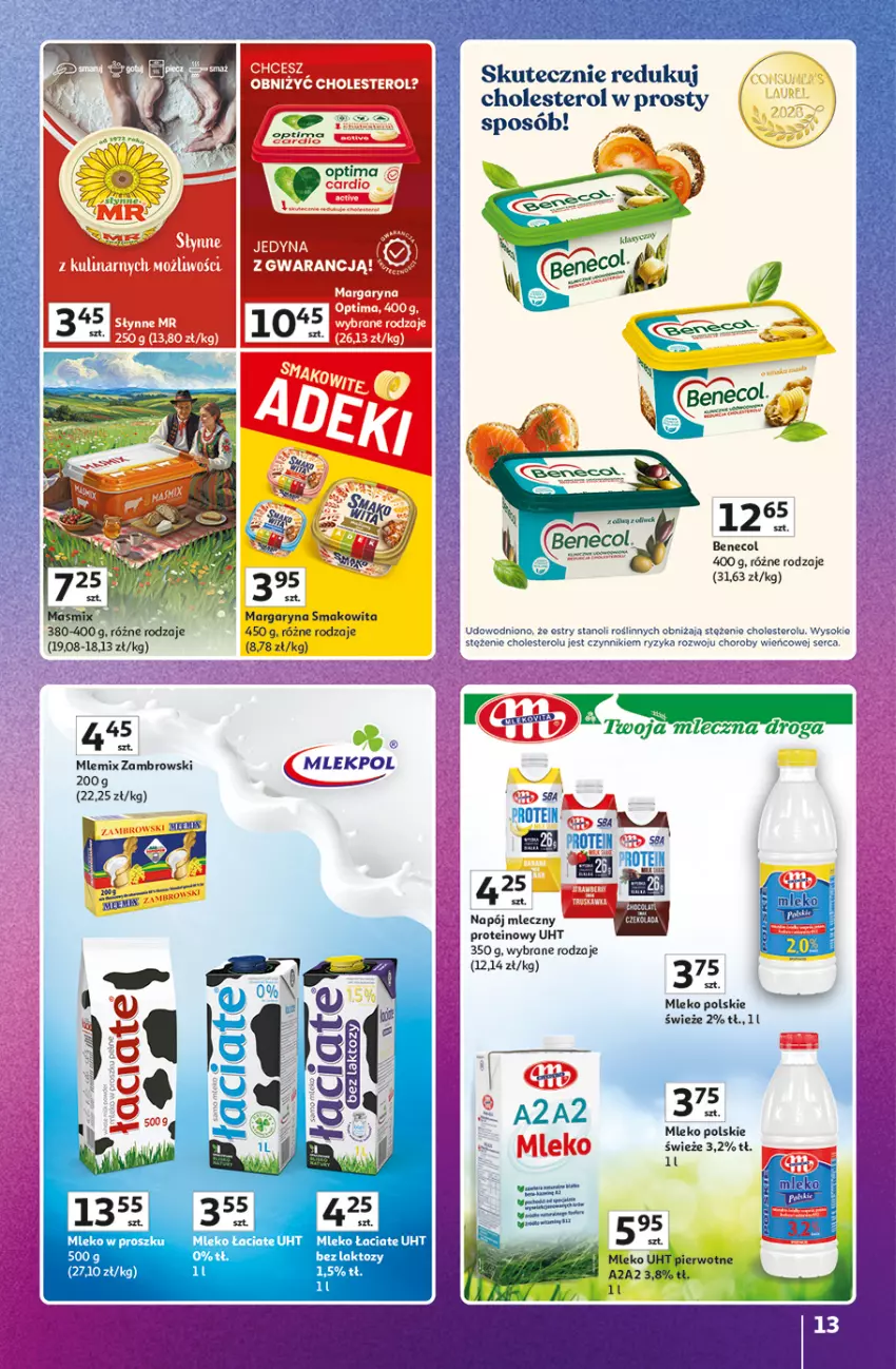 Gazetka promocyjna Auchan - Znane Marki Hipermarket - ważna 11.06 do 17.06.2026 - strona 13 - produkty: Benecol, Fa, Margaryna, Miecz, Mleko, Mlemix Zambrowski, Napój, Napój mleczny, Nuty, Optima, Sok
