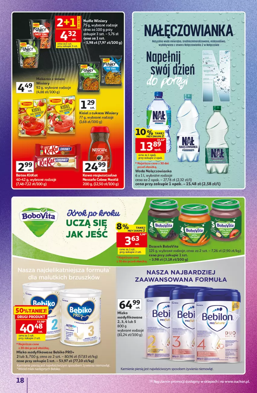Gazetka promocyjna Auchan - Znane Marki Hipermarket - ważna 11.06 do 17.06.2026 - strona 18 - produkty: Bebiko, EPEE, Karmi, Kisiel, Mleko, Mleko modyfikowane, Nałęczowianka, Por, Sok, Winiary, Woda