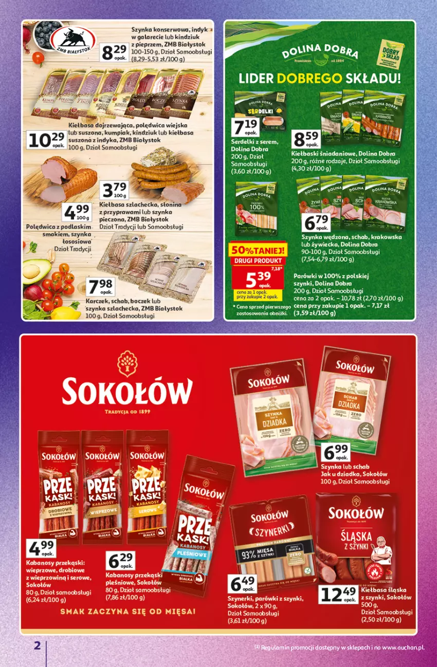 Gazetka promocyjna Auchan - Znane Marki Hipermarket - ważna 11.06 do 17.06.2026 - strona 2 - produkty: Boczek, Danio, Gala, Kiełbasa, Kindziuk, Parówki, Piec, Pieprz, Podlaski, Polędwica, Ser, Serdelki, Szynka, Szynka konserwowa