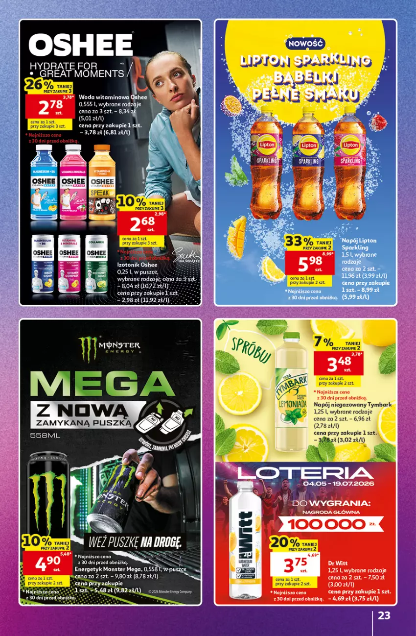 Gazetka promocyjna Auchan - Znane Marki Hipermarket - ważna 11.06 do 17.06.2026 - strona 23 - produkty: Moments, Napój, Napój niegazowany, Oshee, Tonik, Tymbark, Woda