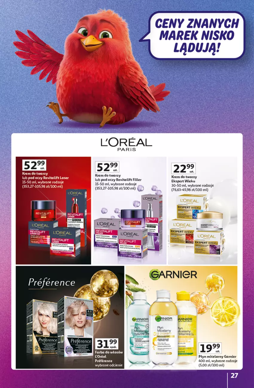 Gazetka promocyjna Auchan - Znane Marki Hipermarket - ważna 11.06 do 17.06.2026 - strona 27 - produkty: Garnier, Krem do twarzy, Olej, Płyn micelarny