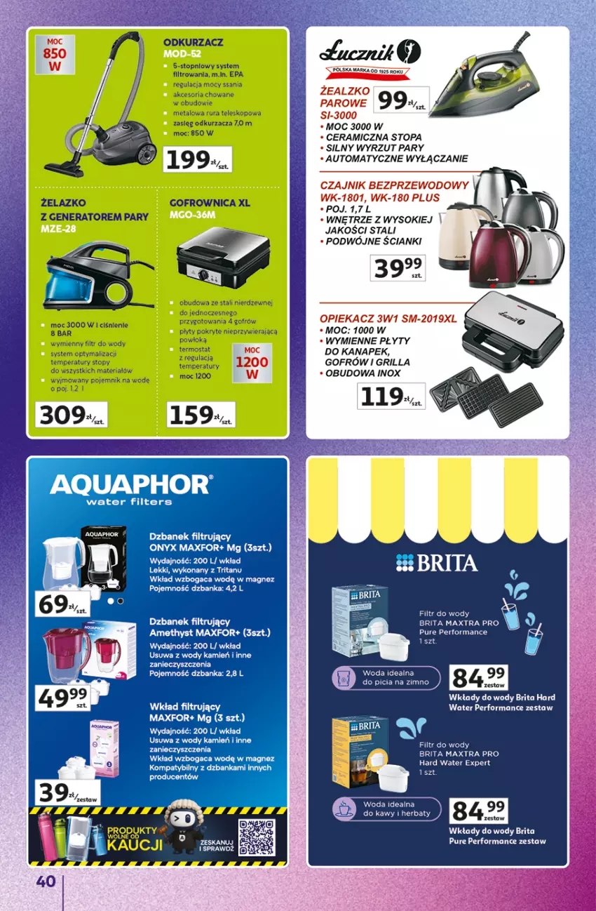 Gazetka promocyjna Auchan - Znane Marki Hipermarket - ważna 11.06 do 17.06.2026 - strona 40 - produkty: Aquaphor, Brit, Brita, Brita Maxtra, Dzbanek, Dzbanek filtrujący, Fa, Grill, Gry, Magnez, Odkurzacz, Pojemnik, Pur, Rura, Sok, Teleskop, Top, Wkład filtrujący, Woda