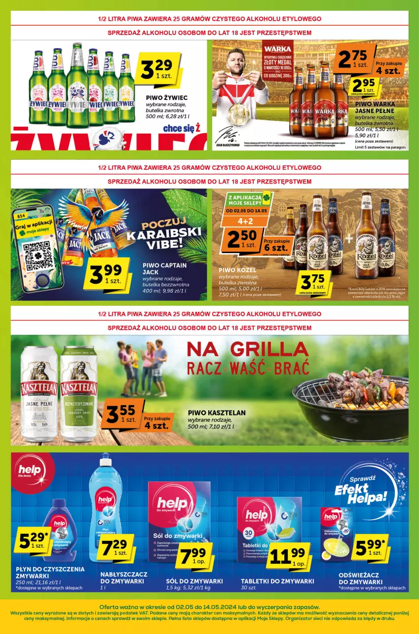 Gazetka promocyjna ABC - ważna 02.05 do 14.05.2024 - strona 4 - produkty: Captain Jack, Kasztelan, Piwo, Sól, Tablet, Tabletki do zmywarki, Warka, Zmywarki