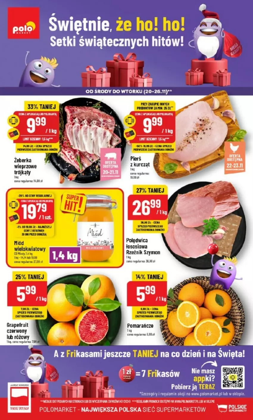 Gazetka promocyjna PoloMarket - ważna 20.11 do 26.11.2024 - strona 1 - produkty: LG, Miód, Polędwica, Pomarańcze, Sos, Tera